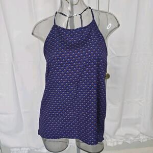 O'Neill Strappy Tank Top Adjustable T-Strap Back Blue Red Loose Size M